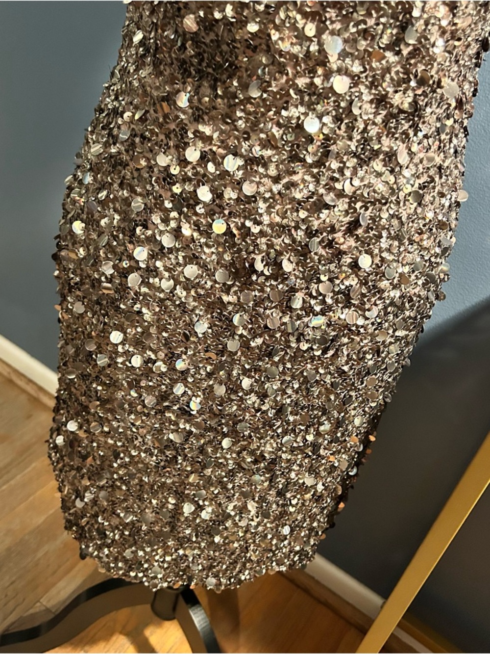 SCALA Strapless Silk Hand-Beaded Sequined Dress - Picture 9 of 15